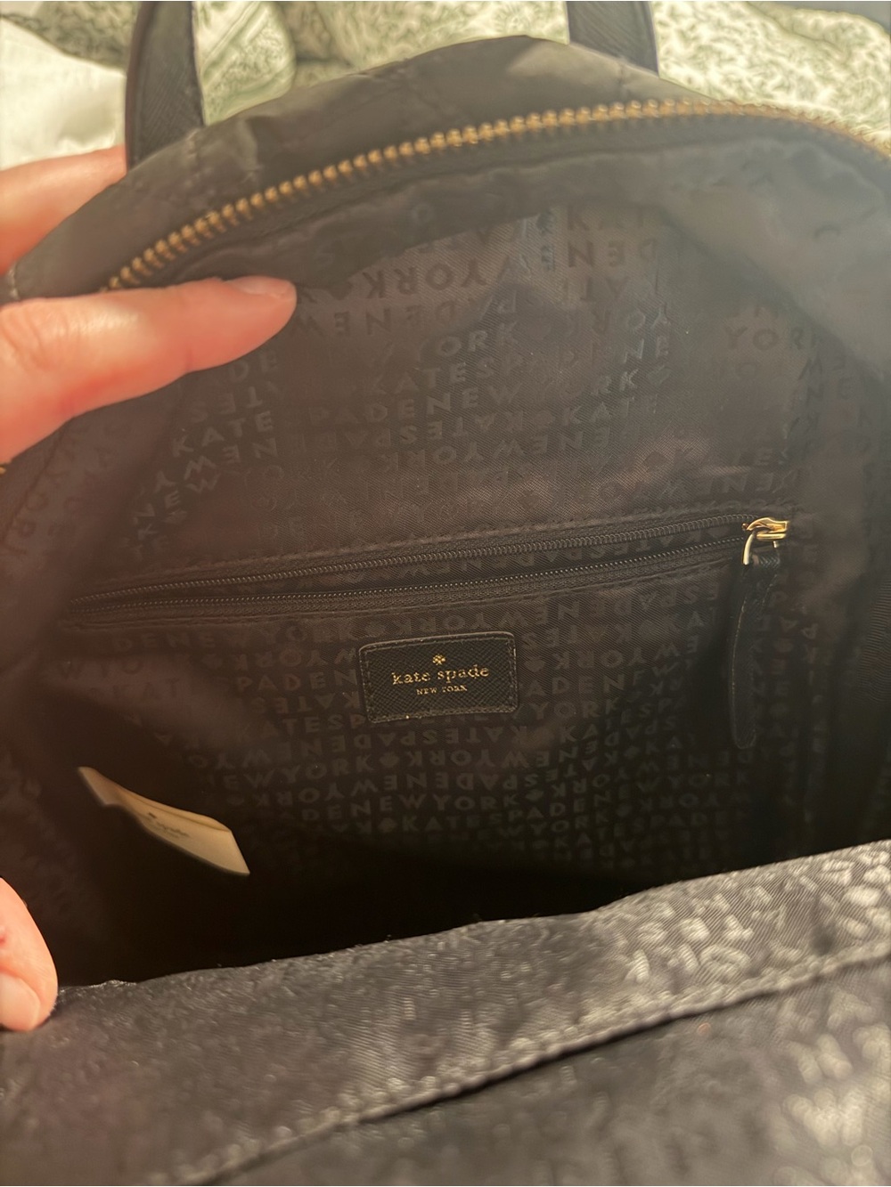 kate spade Black Quilted Mini Backpack with Gold Hardware - Picture 2 of 3